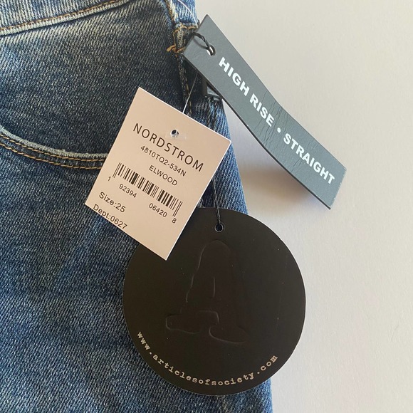 NWT Articles of Society Elwood Kate High Rise Crop Straight Leg Blue Jeans 25 - Picture 6 of 9